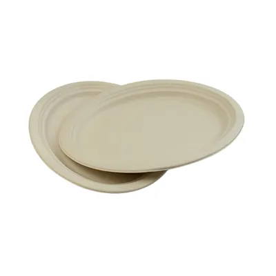12,5" x 10" bagasse didelė ovali plokštė